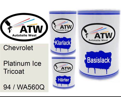 Chevrolet, Platinum Ice Tricoat, 94 / WA560Q: 500ml Lackdose + 500ml Klarlack + 250ml Härter - Set, von ATW Autoteile West.